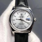 Replica-Rolex-Day-Date-with-Black-Leather-Strap